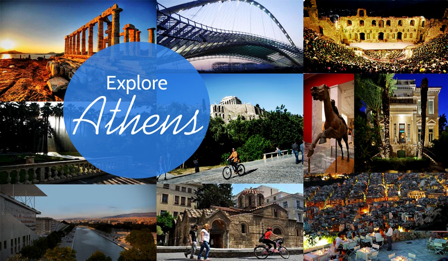 collage of some hotspots in Athens