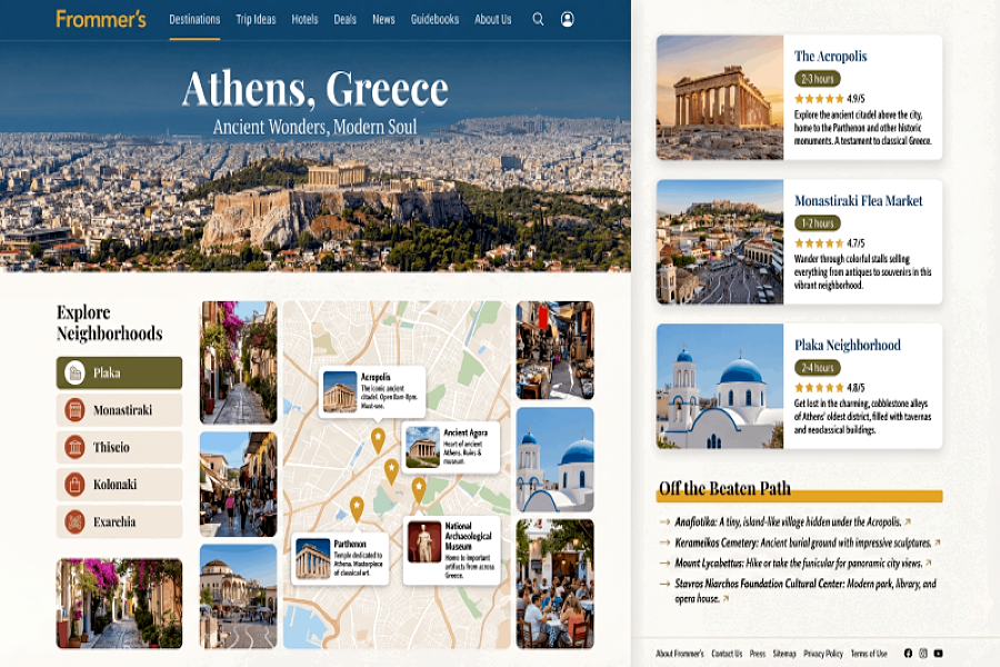 collage of some hotspots in Athens